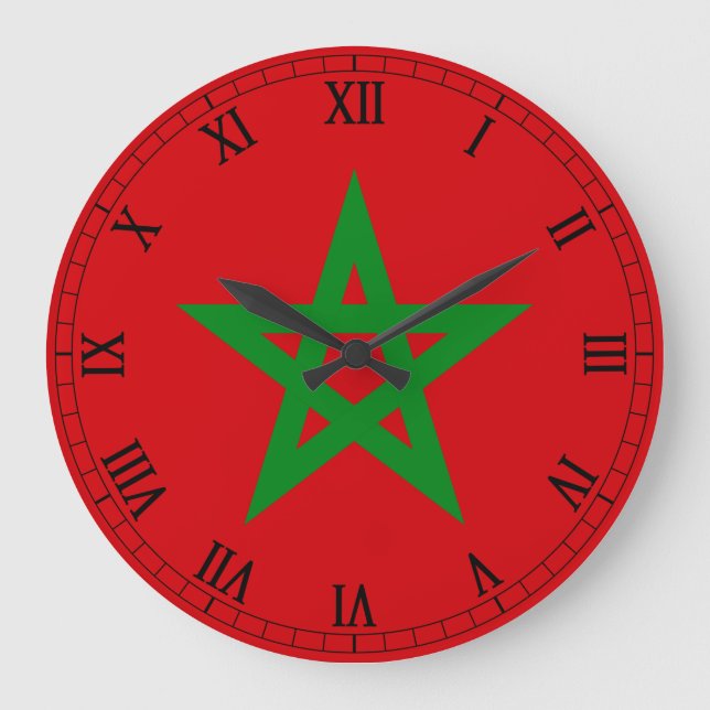Grande Horloge Ronde Drapeau du Maroc (Recto)