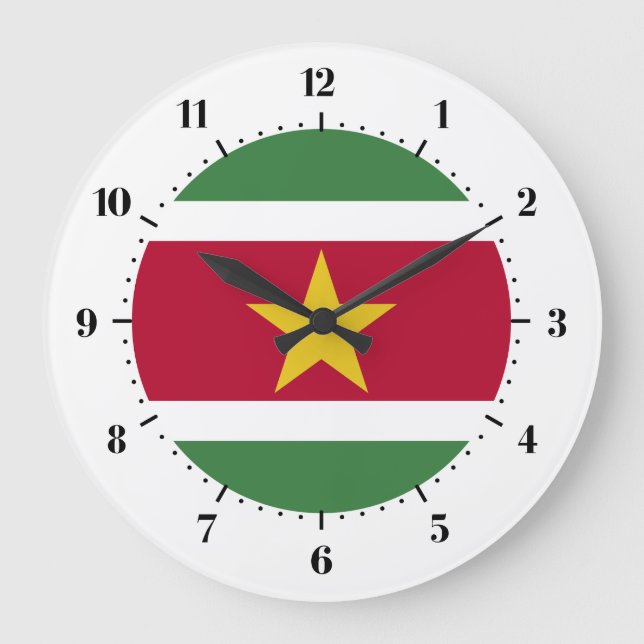 Grande Horloge Ronde Drapeau du Suriname (Recto)