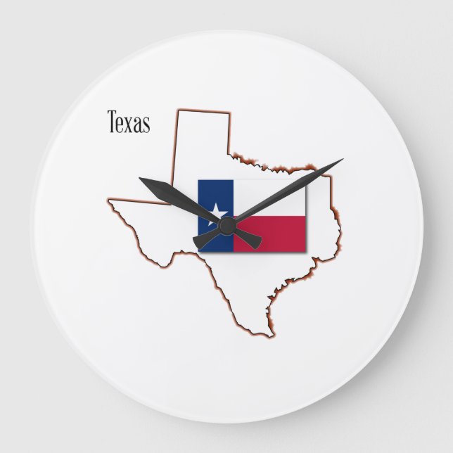 Grande Horloge Ronde Drapeau et carte du Texas (Recto)