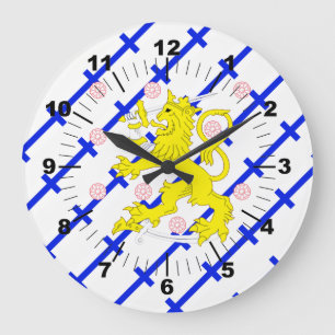 Grande Horloge Ronde Drapeau finlandais à rayures