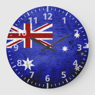 Grande Horloge Ronde Drapeau grunge noir de l'Australie