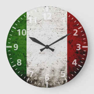 Grande Horloge Ronde Drapeau grunge noir de l'Italie