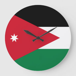 Grande Horloge Ronde Drapeau Jordanie
