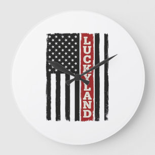 Grande Horloge Ronde Drapeau patriotique vertical Luckyland vintage