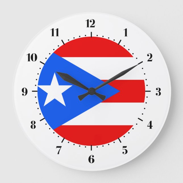 Grande Horloge Ronde Drapeau portoricain (Recto)
