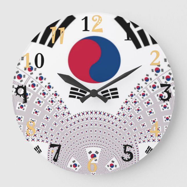 Grande Horloge Ronde Drapeau rouge et bleu intemporel (Recto)