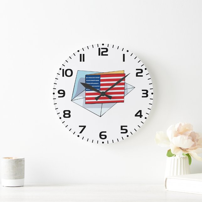 Grande Horloge Ronde Drapeau USA Sur Carte (Créateur téléchargé)