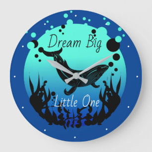 Grande Horloge Ronde Dream Big Little One ou nom de l'enfant Whale Ocea