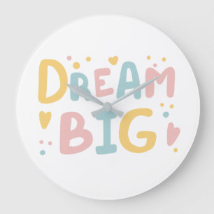 Grande Horloge Ronde Dream Big Pastel Hearts