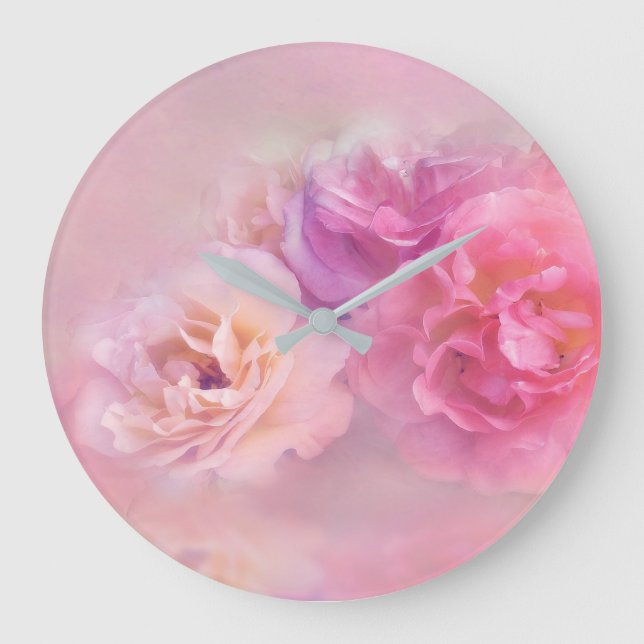 Grande Horloge Ronde Dreamy Pastel Roses (Recto)