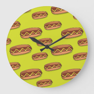 Grande Horloge Ronde Drôle Hot Dog Conception alimentaire