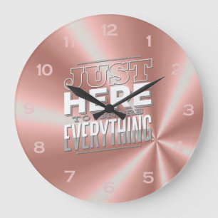 Grande Horloge Ronde Drôle Jeune Citation Filles Rose Gold Rose Chambre