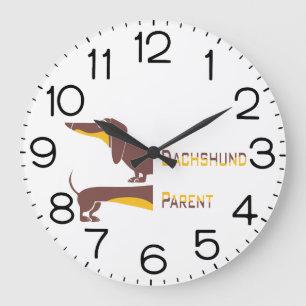 Grande Horloge Ronde Drôle mignon dachshund pour parent chien long