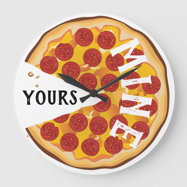 Grande Horloge Ronde Drôle pizza pepperoni mignonne (Recto)