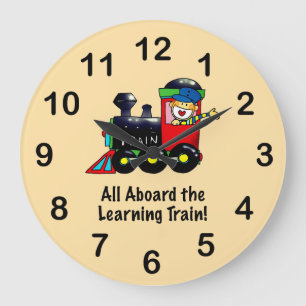 Grande Horloge Ronde drôles d'enfants Learning Train dessin animé