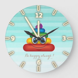 Grande Horloge Ronde Dunette adorable Emoji d'arc-en-ciel - soyez