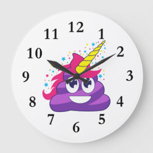 Grande Horloge Ronde Dunette pourpre de licorne d'Emoji