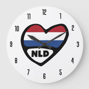 Grande Horloge Ronde Dutch Country Code NLD Flag Heart