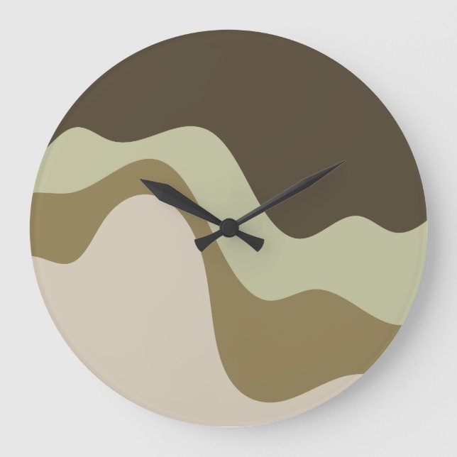 Grande Horloge Ronde Earth Tone Waves Abstrait Art Throw Pillow (Recto)
