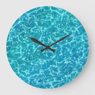 Grande Horloge Ronde Eau de mer bleue avec étincelles