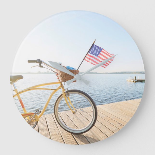 Grande Horloge Ronde Eau | Vélo au bord du lac (Recto)