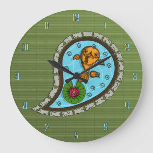 Grande Horloge Ronde Écaille l'horloge de poisson rouge