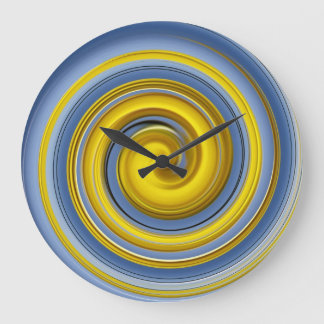 Grande Horloge Ronde Échantillon en spirale jaune-bleu