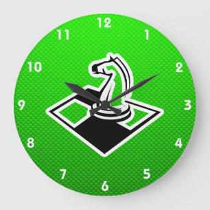 Grande Horloge Ronde Échecs verts