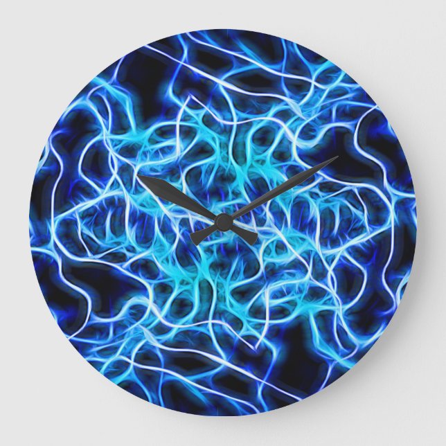 Grande Horloge Ronde Éclair électrique néon bleu Tesla Coil (Recto)