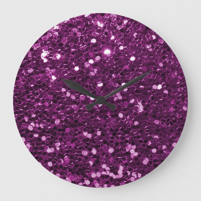 Grande Horloge Ronde Éclats de Parties scintillant violet Faux (Recto)