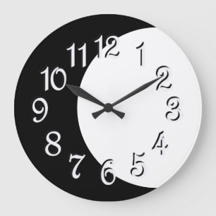 Grande Horloge Ronde Éclipse En Noir Et Blanc
