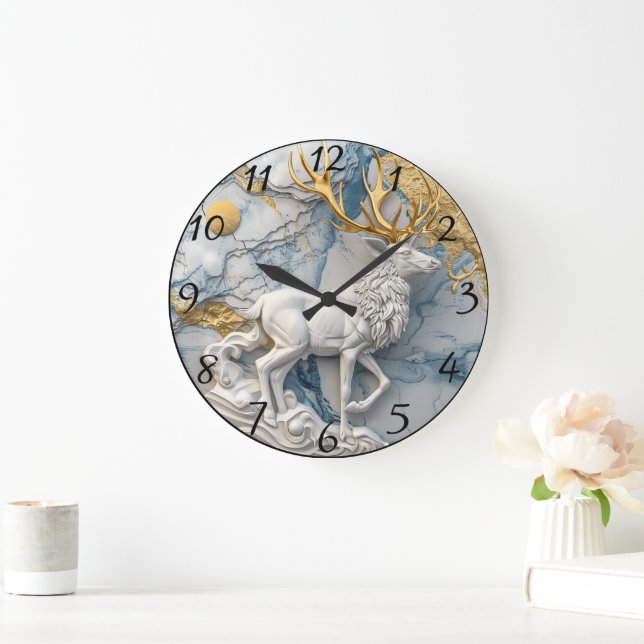 Grande Horloge Ronde Écran Vacances Reindeer enchanté (Maison)