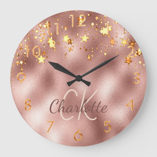 Grande Horloge Ronde Écriture en or rose (Recto)