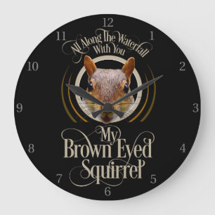 Grande Horloge Ronde Écureuil Brown - amusant amoureux des écureuils