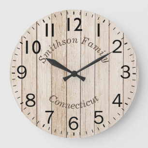 Grande Horloge Ronde Effet bois rond