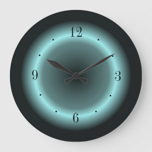 Grande Horloge Ronde Effet de halo en pastel de vert bleu sur le noir