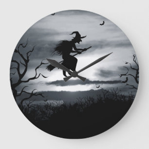 Grande Horloge Ronde Éffrayant Halloween Arrière - plan Design Vintage
