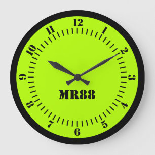Grande Horloge Ronde Electric Lime Green Accent Color Decor Monogram on