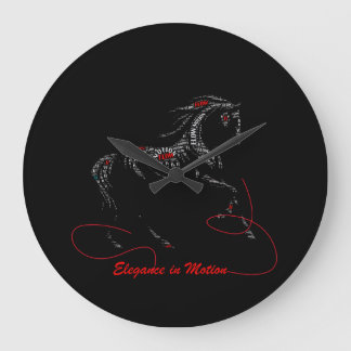 Grande Horloge Ronde Élégance en Mouvement Typographie de Cheval