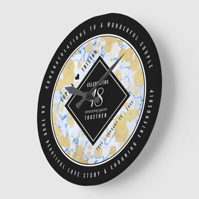 Grande Horloge Ronde Élégant 18ème anniversaire de Mariage de porcelain (Angle)