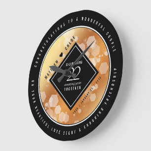 Grande Horloge Ronde Élégant 22e anniversaire de Mariage de cuivre