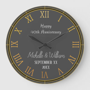 Grande Horloge Ronde Élégant  40e anniversaire de mariage personnalisé
