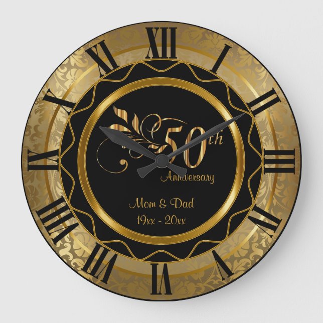 Grande Horloge Ronde Élégant 50e anniversaire de diamant d'or (Recto)