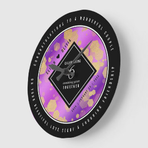 Grande Horloge Ronde Élégant 6ème anniversaire de Mariage d'Améthyste