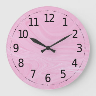 Grande Horloge Ronde Elegant Abstract Pink Liquid Marble  