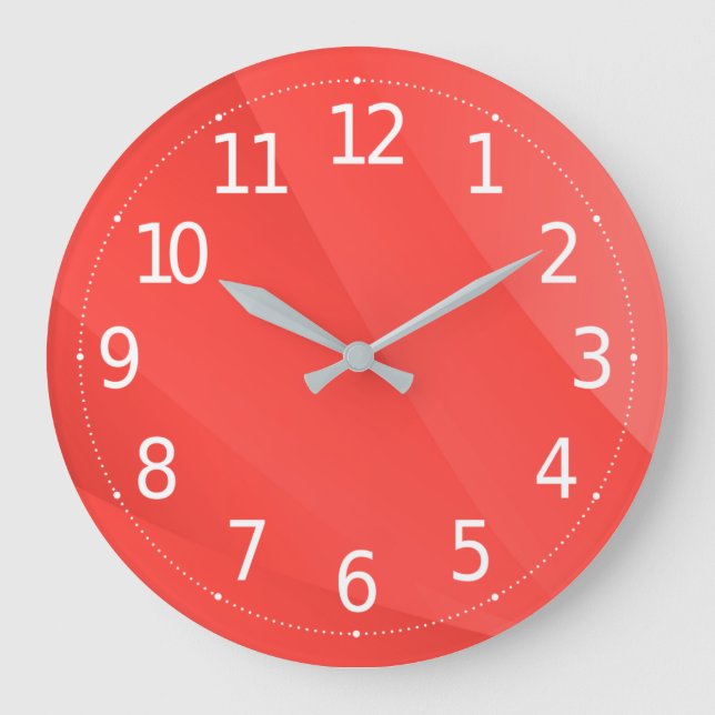 Grande Horloge Ronde Élégant Arrière - plan géométrique rouge Abstrait  (Recto)