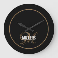 Elegant black gold monogram family name