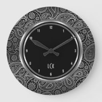 Elégant Cadre Cercle Paisley Noir Et Argent
