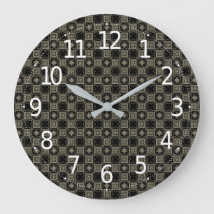 Grande Horloge Ronde Elégant Carré Art Déco Or moderne carreaux Moti