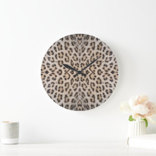 Grande Horloge Ronde Elégant chic motif à motif de poil léopard
